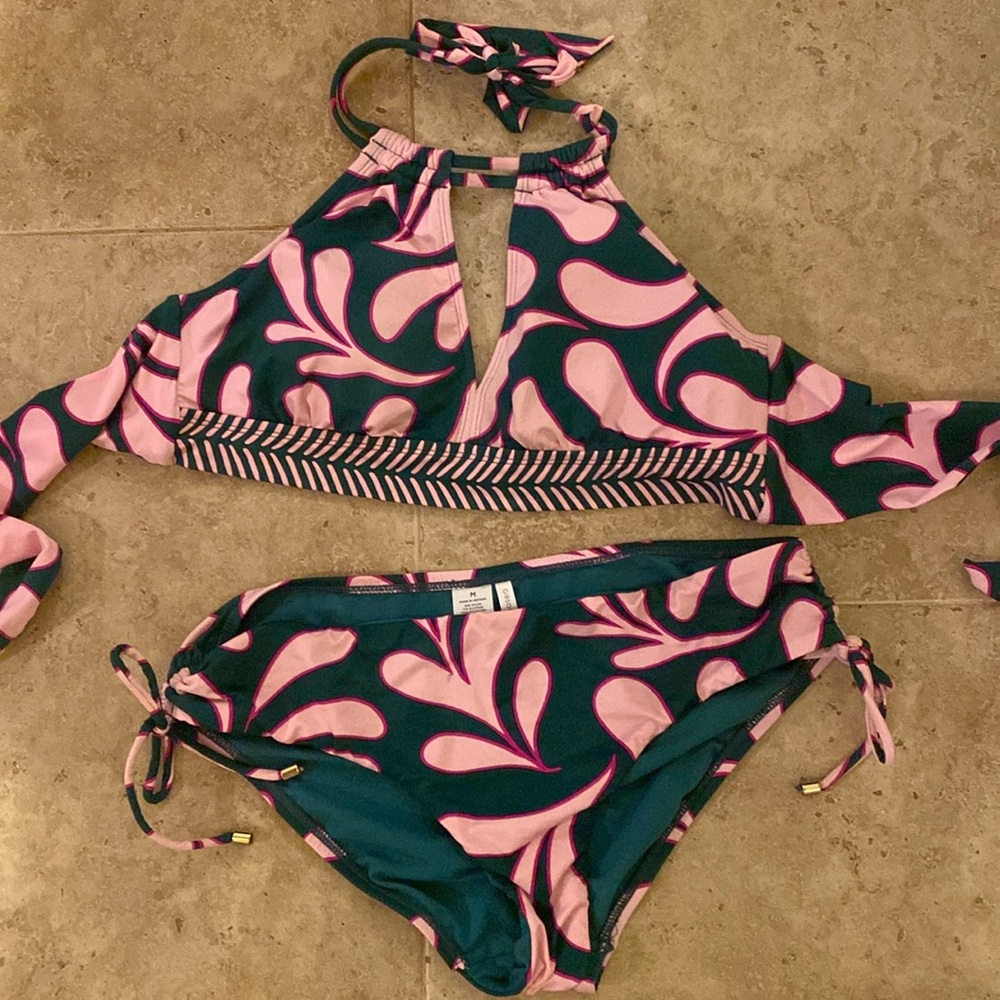 Swim pink and green top&bottom
